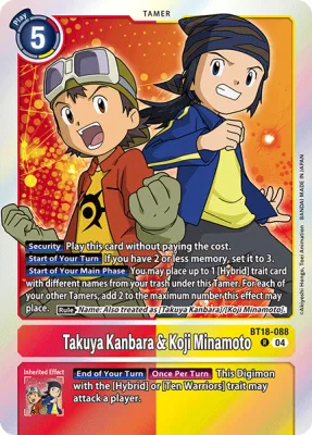 Takuya Kanbara & Koji Minamoto, Digimon card BT18-088