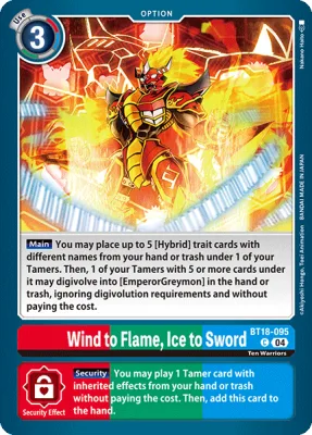 Wind to Flame, Ice to Sword, Digimon card BT18-095