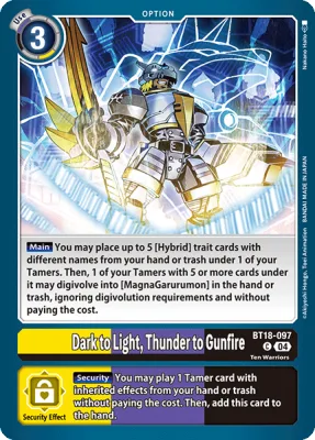 Dark to Light, Thunder to Gunfire, Digimon card BT18-097