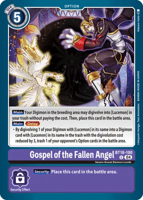 Gospel of the Fallen Angel, Digimon card BT18-100