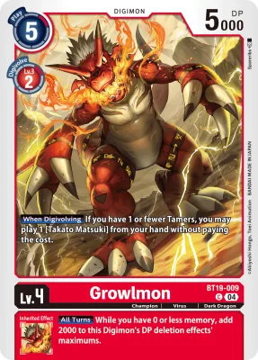 Growlmon, Digimon card BT19-009