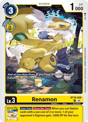 Renamon, Digimon card BT19-030