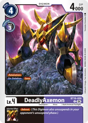 DeadlyAxemon, Digimon card BT19-059