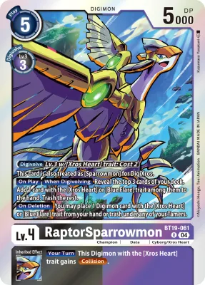 RaptorSparrowmon, Digimon card BT19-061