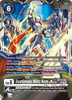 Justimon: Blitz Arm ACE, Digimon card BT19-064