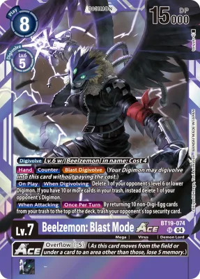 Beelzemon: Blast Mode ACE, Digimon card BT19-074