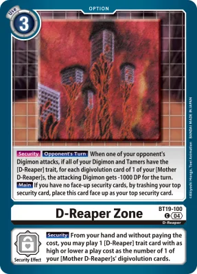 D-Reaper Zone, Digimon card BT19-100