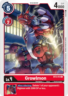 Growlmon, Digimon card BT2-013