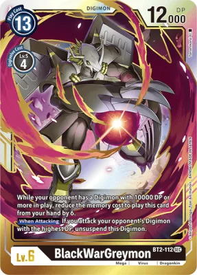 BlackWarGreymon Digimon card front (BT2-112)