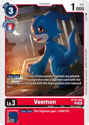 Veemon, Digimon card BT20-009