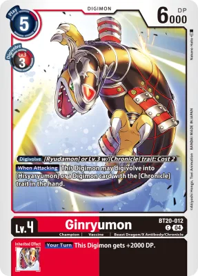 Ginryumon, Digimon card BT20-012