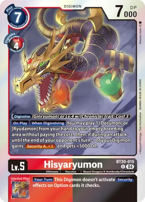 Hisyaryumon, Digimon card BT20-015