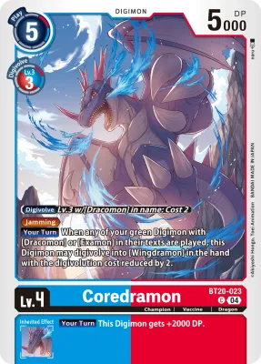 Coredramon, Digimon card BT20-023