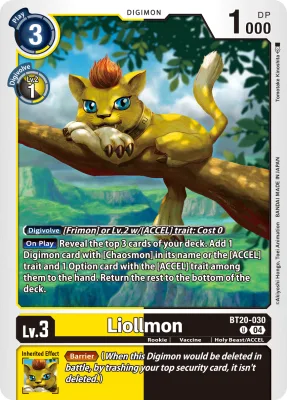 Liollmon, Digimon card BT20-030