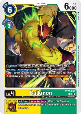 Bulkmon, Digimon card BT20-032