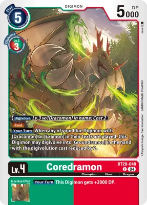 Coredramon, Digimon card BT20-040