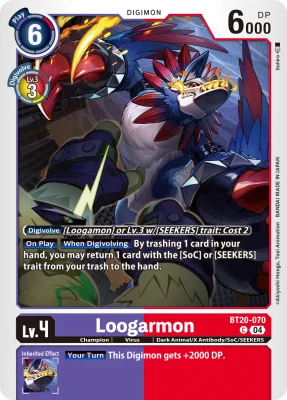 Loogarmon, Digimon card BT20-070