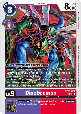 Dinobeemon, Digimon card BT20-074