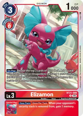 Elizamon, Digimon card BT21-008