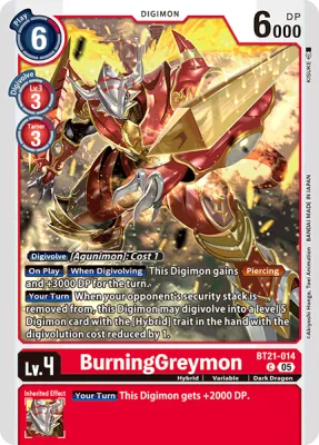 BurningGreymon, Digimon card BT21-014