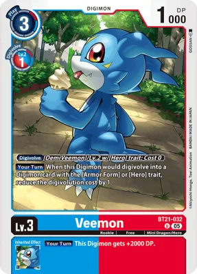 Veemon, Digimon card BT21-032
