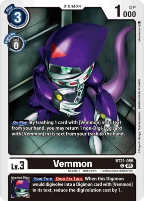 Vemmon, Digimon card BT21-056