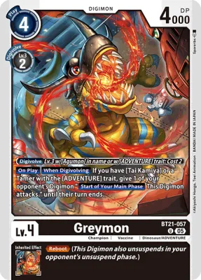 Greymon, Digimon card BT21-057