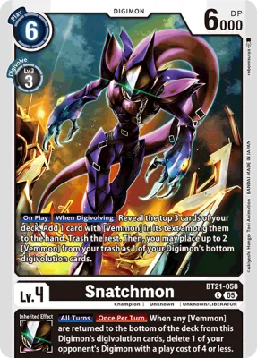 Snatchmon, Digimon card BT21-058