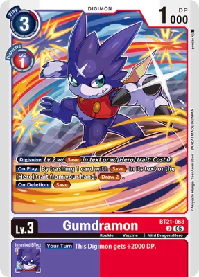 Gumdramon, Digimon card BT21-063