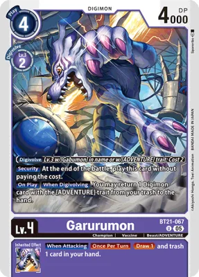 Garurumon, Digimon card BT21-067