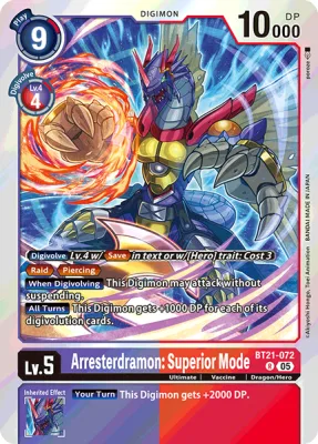 Arresterdramon: Superior Mode, Digimon card BT21-072