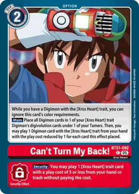 Can't Turn My Back!, Digimon card BT21-092