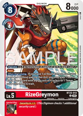 RizeGreymon, Digimon card BT22-012