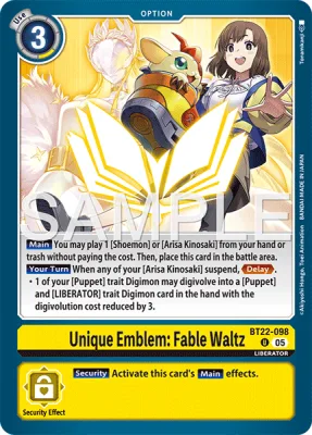 Unique Emblem: Fable Waltz, Digimon card BT22-098