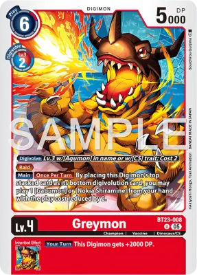Greymon, Digimon card BT23-008