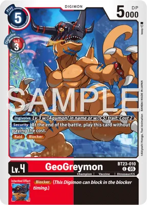 GeoGreymon, Digimon card BT23-010
