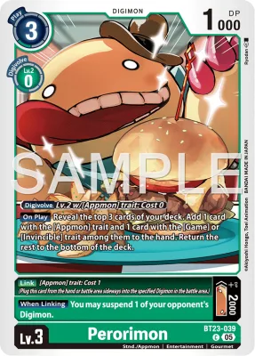 Perorimon, Digimon card BT23-039