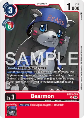 Bearmon, Digimon card BT25-009