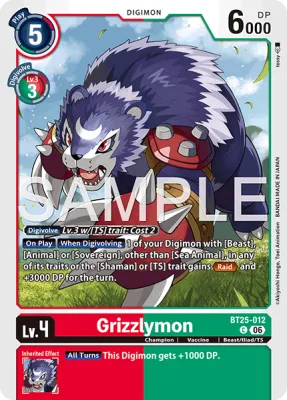 Grizzlymon, Digimon card BT25-012