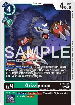 Grizzlymon, Digimon card BT25-051