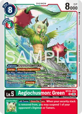 Aegiochusmon: Green, Digimon card BT25-053