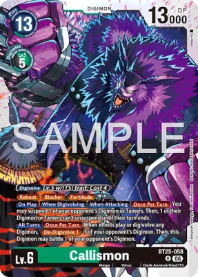 Callismon, Digimon card BT25-058