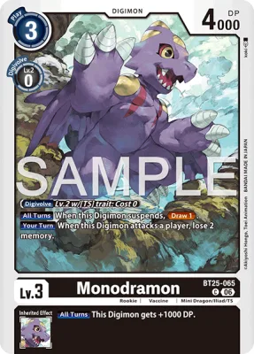 Monodramon, Digimon card BT25-065
