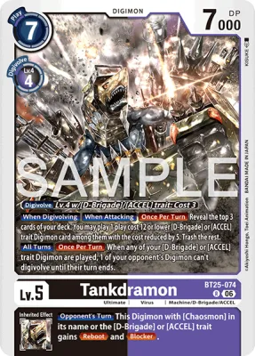 Tankdramon, Digimon card BT25-074