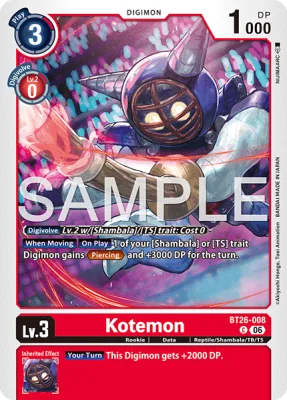 Kotemon, Digimon card BT26-008