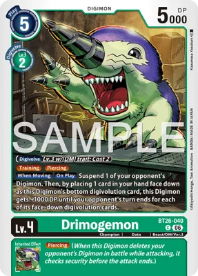 Drimogemon, Digimon card BT26-040