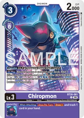 Chiropmon, Digimon card BT26-061