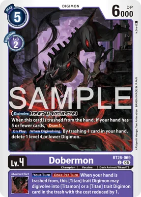 Dobermon, Digimon card BT26-069