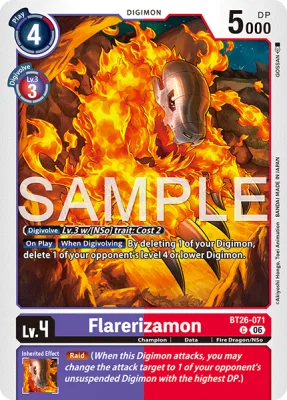 Flarerizamon, Digimon card BT26-071