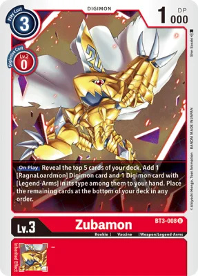 Zubamon, Digimon card BT3-008
